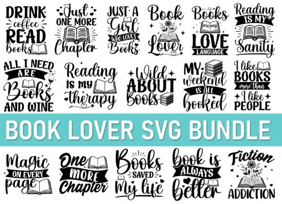 Book Lover Quotes SVG PNG Bundle: Premium Graphics for Crafts