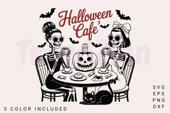 Halloween Cafe SVG PNG, Coffee Club PNG for Graphics & Crafts