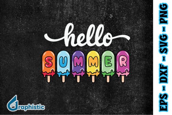 Hello Summer Quote Ice Cream Vibes SVG for Graphics and Crafts
