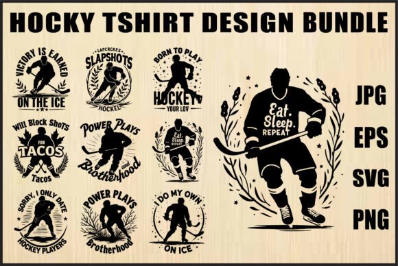 Hockey T-Shirt Design Bundle: Graphics for Crafts