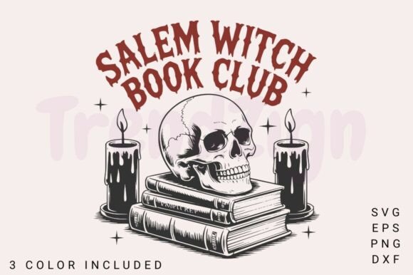 Salem Witch Book Club SVG PNG,Halloween Graphics for Crafts