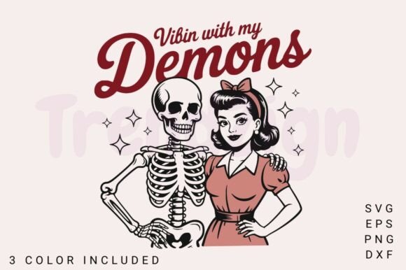 Vibin with My Demons SVG PNG, Spooky Graphics for Crafts